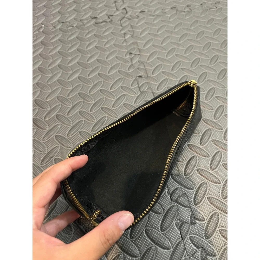 Portland Leather Goods Sidekick Pouch Pencil Case Black Pebbled Leather Zipper